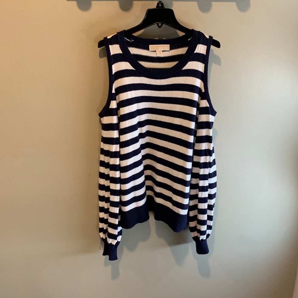 MK cold shoulder striped sweater